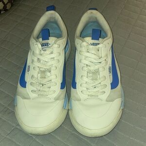 Vans White and Blue Retro Low-Top Sneakers